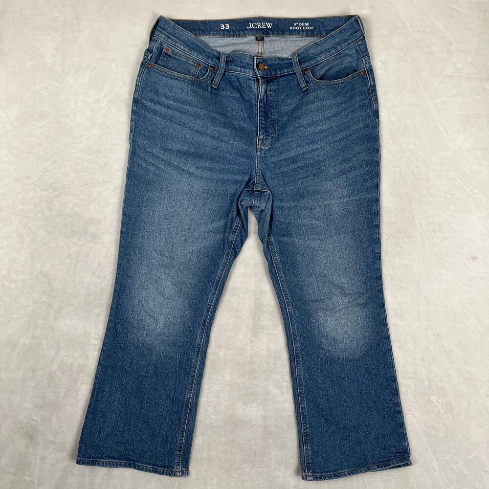 J.Crew 9 Demi Boot Crop Bootcut Jeans Womens 33 Blue Medium Wash Denim Pants